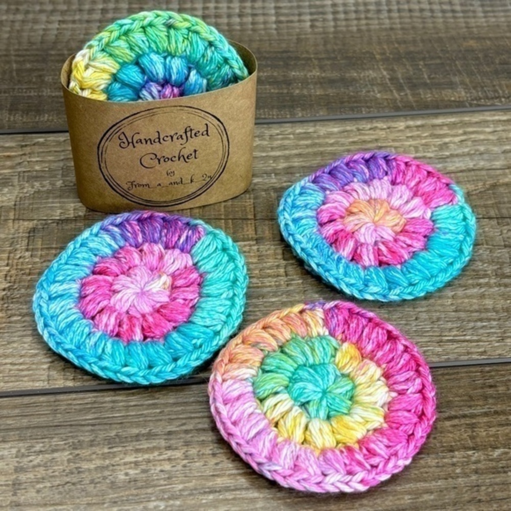 Handcrafted Crochet Face Round Makeup Remover Scrubbies Set Cotton Yarn